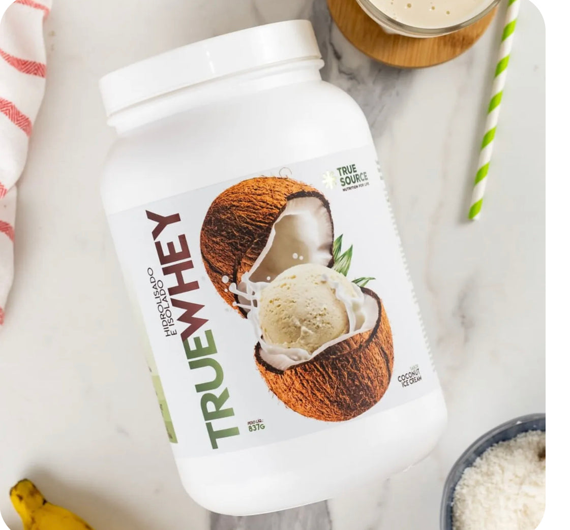 TRUE WHEY PROTEIN COCONUT ICE CREAM 837G TRUE SOURCE isolado