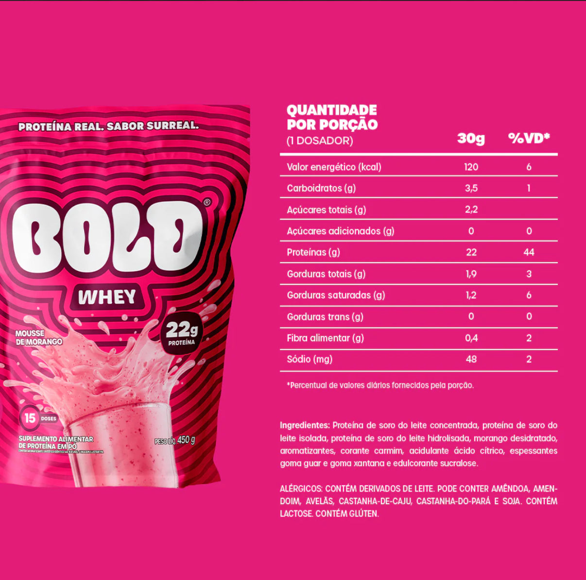 Bold Whey Mousse de Morango 450g