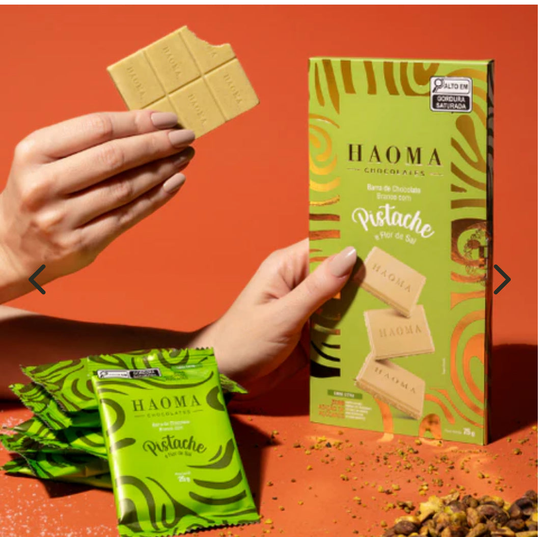 Haoma Barra Pistache e Flor de Sal | Linha Stevia - 75g