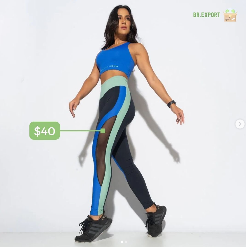 Legging cintura alta-detalhe azul