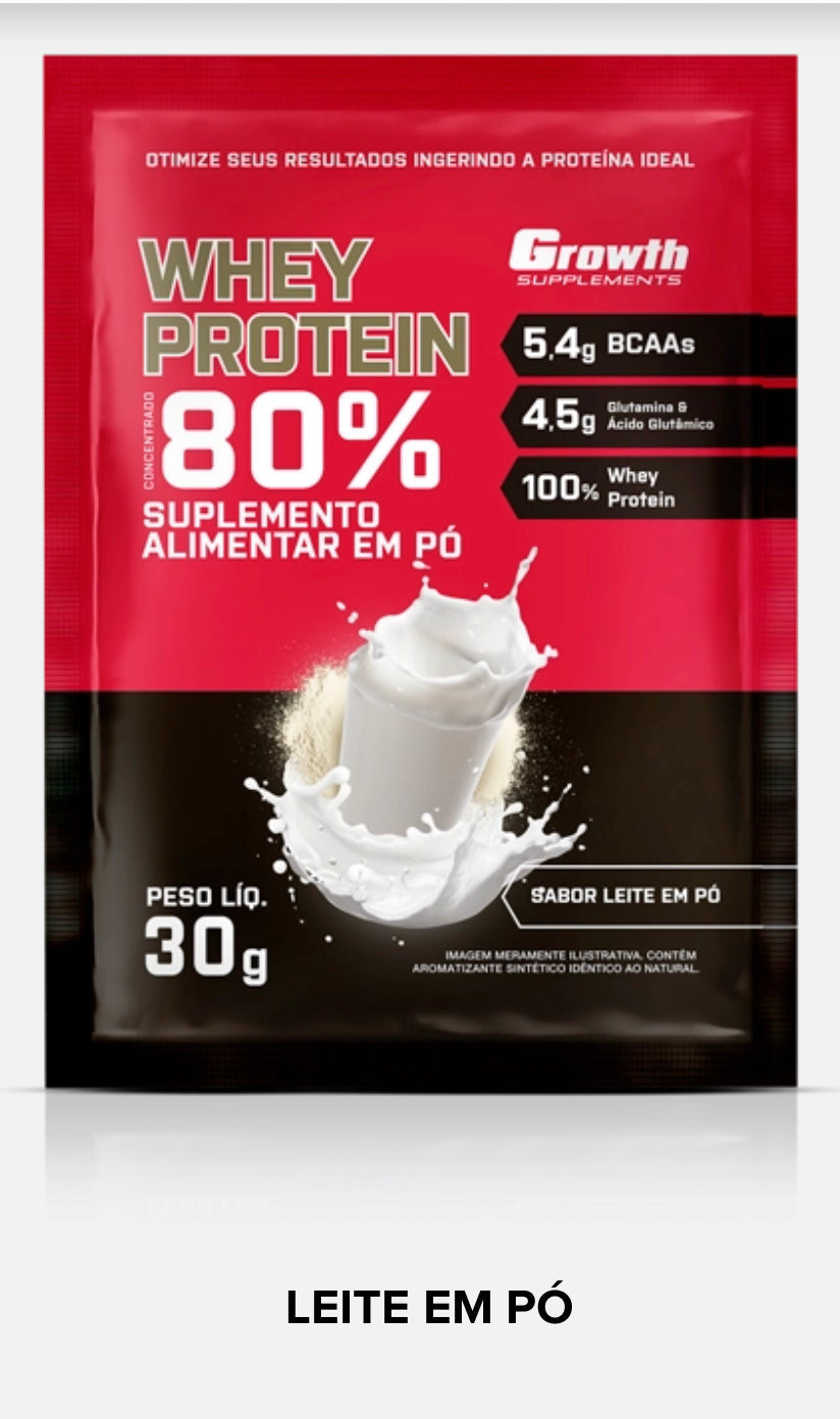 DOSE WHEY PROTEIN CONCENTRADO 30GR - GROWTH SUPPLEMENTS- Leite em po