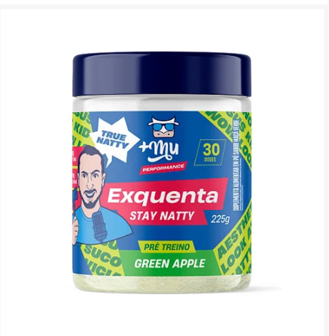 EXQUENTA STAY NATTY - PRÉ TREINO +Mu - GREEN APPLE - 225G