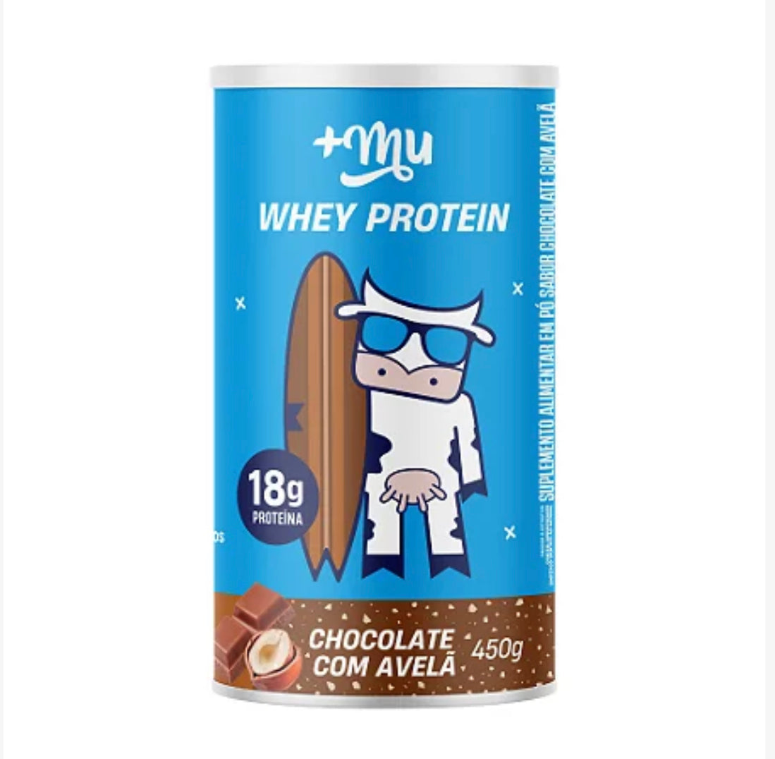 WHEY CONCENTRADO +MU - CHOCOLATE COM AVELÃ - POTE 450G