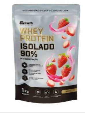 WHEY PROTEIN ISOLADO (1KG) - GROWTH SUPPLEMENTS Sabor Morango