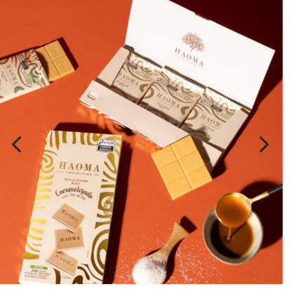 Haoma Barra Chocolate Branco Caramelizado com Flor de Sal | Linha Stevia - 75g