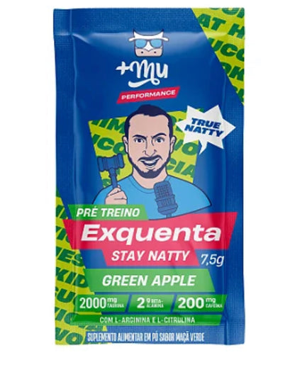 EXQUENTA STAY NATTY +Mu - PRÉ-TREINO EM SACHÊ - GREEN APPLE -Unidade