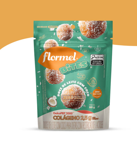 BOLINHAS DE DOCE DE LEITE COM COCO, ZERO AÇÚCAR E ZERO LACTOSE - 60G flormel