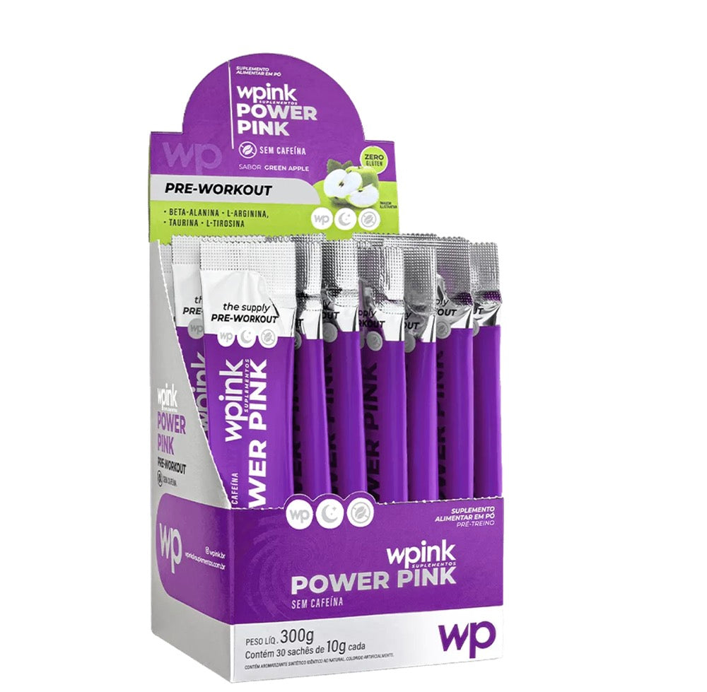 power Wpink sem cafeína de maçã verde - pré-treino- unidade
