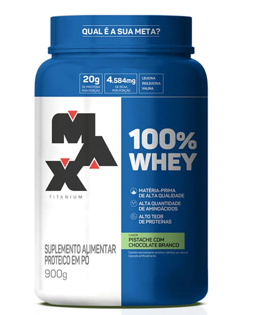 Whey Pote 900G - Max TitaniumPistache com Chocolate Branco