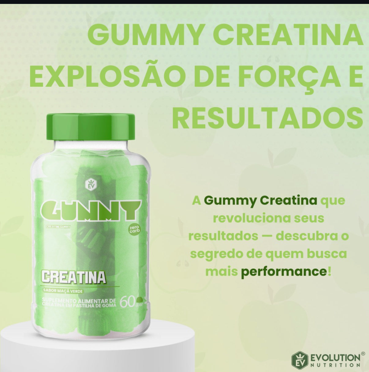 Gummy Creatina- Maçã Verde 60un.- Evolution