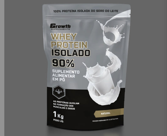 WHEY PROTEIN ISOLADO (1KG) - GROWTH SUPPLEMENTS- Sabor Natural